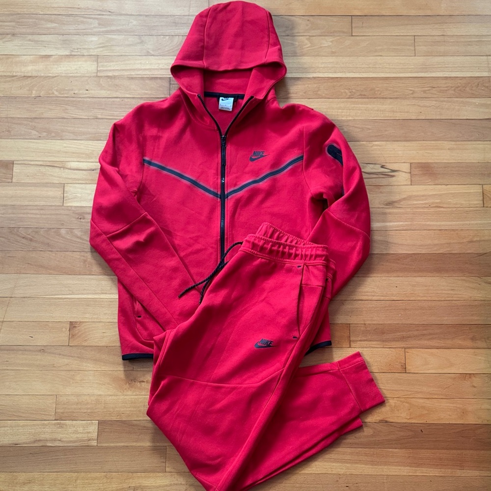 Nike Tech Red Hoodie and Joggers Set